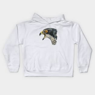 A Hawk with its beak open Kids Hoodie